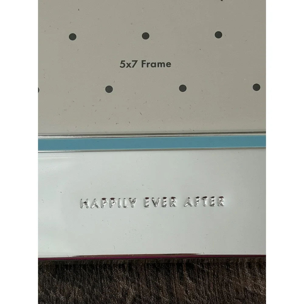 Kate Spade Picture Frame 5x7 Silver Happily Ever After Wedding Gift Decor